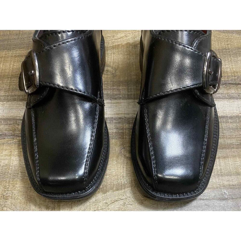 Mario Lopez Boys Toddler Baby Dress Shoes Shiny Black Formal Loafers sz 6T - Picture 2 of 7